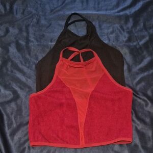 Source Unknown Red and Black Tank Tops